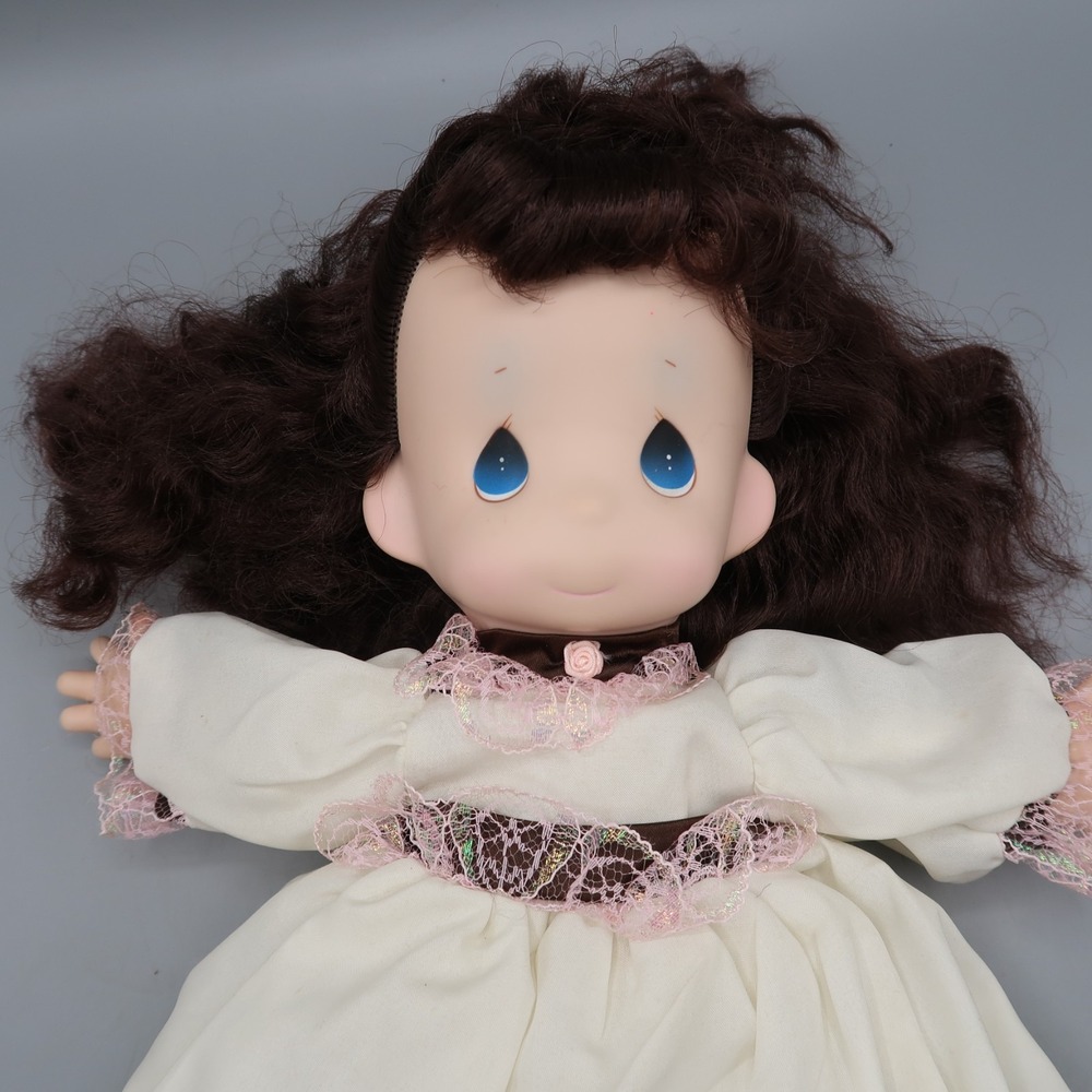 Vintage Small Precious Moments Baby Doll 15" 90s Doll Dark Hair